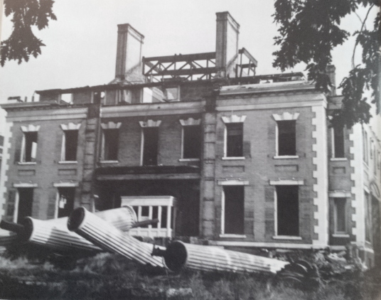 Demolition of the Hanna mansion to make way for the Inner Belt Freeway underpass.